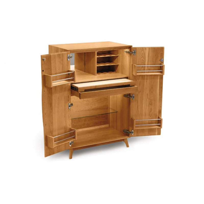 Catalina 33.5'' Solid Wood Bar Cabinet, Natural Cherry