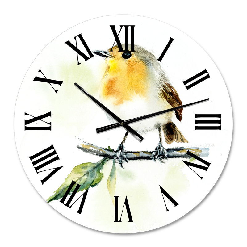 Petit oiseau sur une branche - horloge murale traditionnelle, Moyen