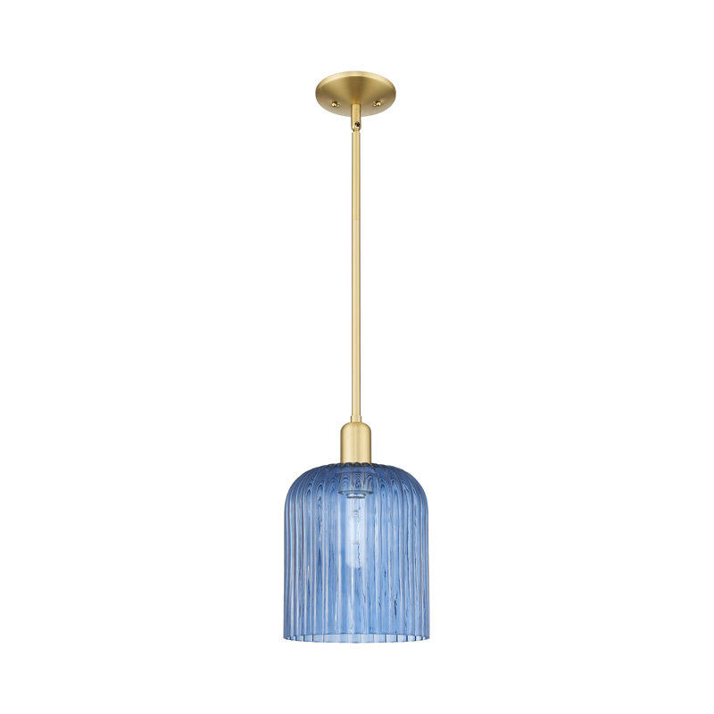 Downtown Urban - Voile de mariée - Mini-luminaire suspendu 1 tige, H 13,25 po x l 8 po x P 8 po, Bleu, Or satiné