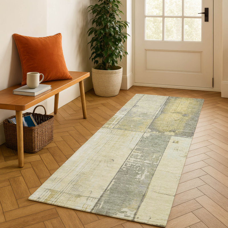 Premium Machine Washable Crestover AMF1877 Geometric Rug, Runner 2'3" x 7'6"