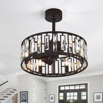 20" 5 - Blade Caged Ceiling Fan with Remote Control and Light Kit Included