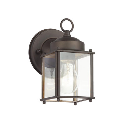 Applique murale d'extérieur 1 lumière 8,25 po avec abat-jour en verre transparent