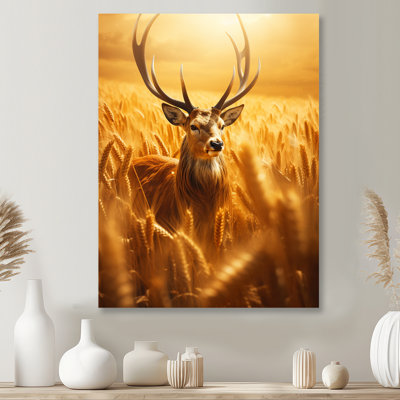 Noble «Dear In Summer Wheatfields», art mural animal cerf