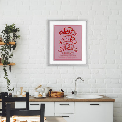 Croissant, déjeuner, pâtisserie, impression sous verre, conception par Jenaya Jackson