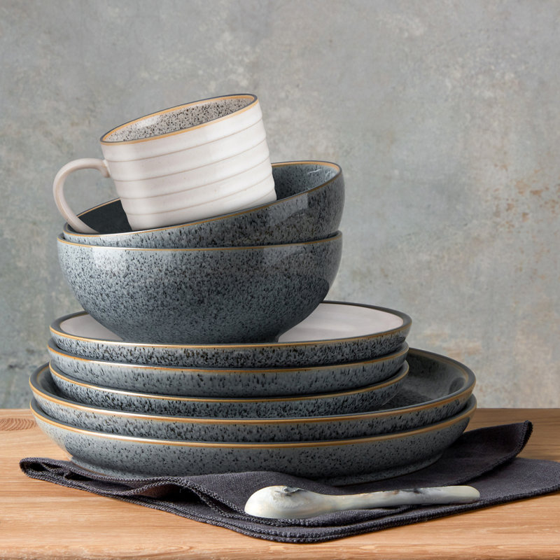 Denby Studio Grey White Medium Coupe Plates