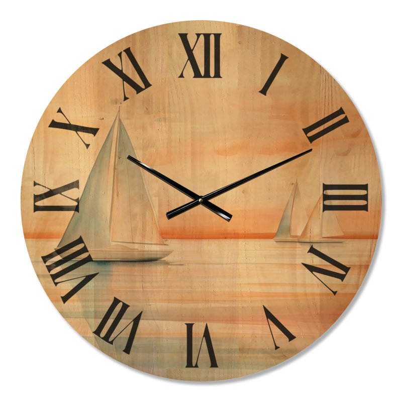 Horloge murale en bois de style nautique Apricot Sail Calm, Medium
