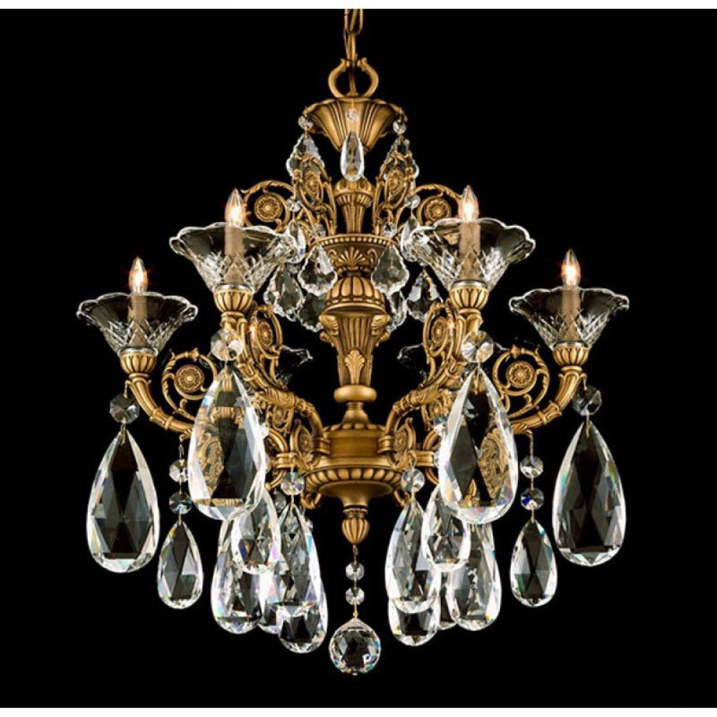 Lustre suspendu de la collection Traditional Barcelona, Or antique, Transparent, 24" Diameter x 28" Length