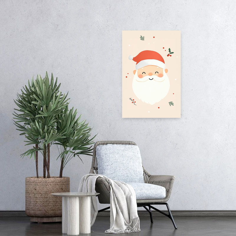 Smiling Christmas Santa Contemporary Winter Wall Art Print 1 Piece Wrapped Canvas Wall Art, 60.96cm H x 40.64cm W