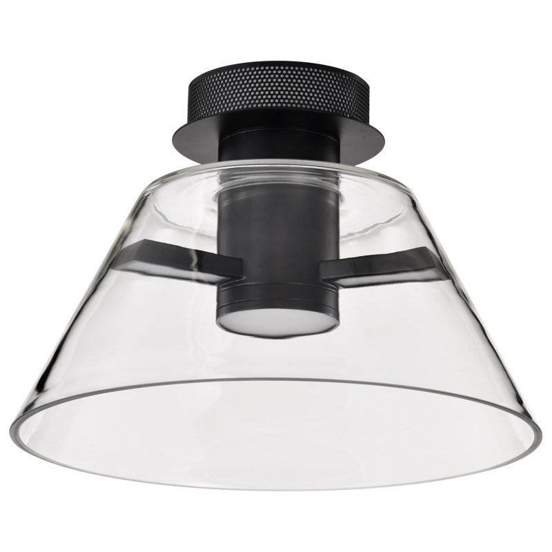 Hales - 14 Inch LED Semi Flush with Clear Glass, Matte Black