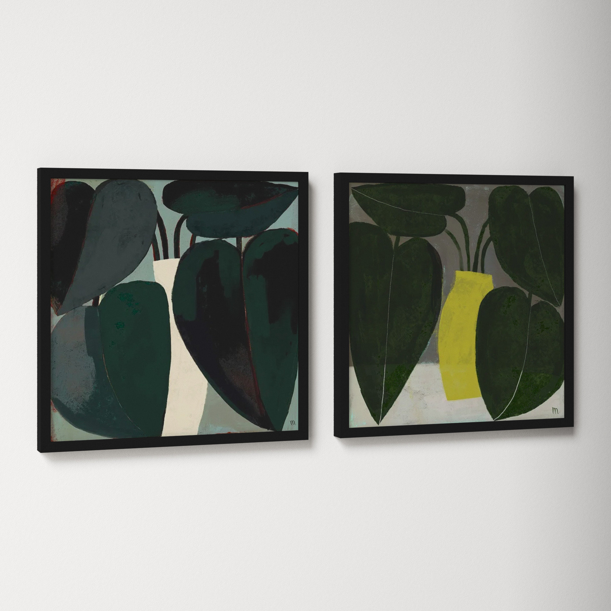 Plant Set Of 2 by Studiom, Black, 16" H x 16" W