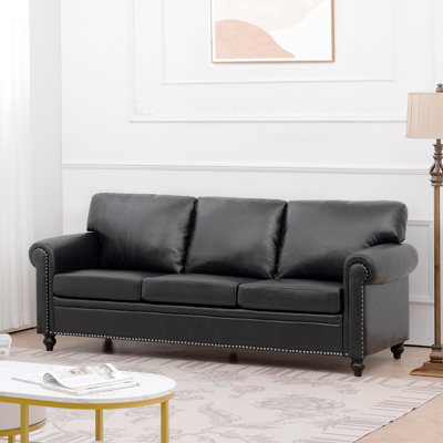 Stylish 3 Seater Sofa With Comfortable Pocket Springs And Elegant Silver Bubble Nail Decoration, Perfect For Modern Living Rooms.