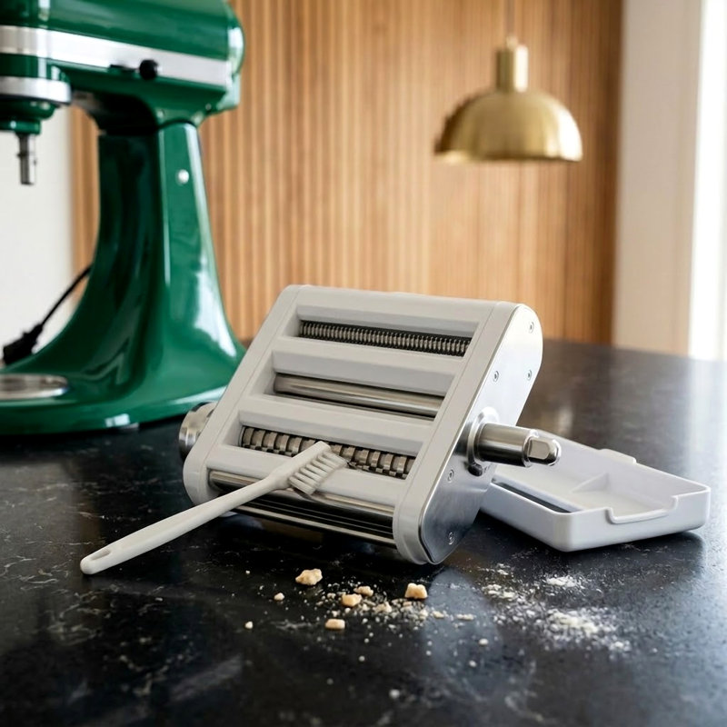 3-in-1 All-Metal Pasta Roller and Cutter Attachment Compatible with KitchenAid® Stand Mixers, Sheet Roller, Spaghetti and Fettuccine Cutters