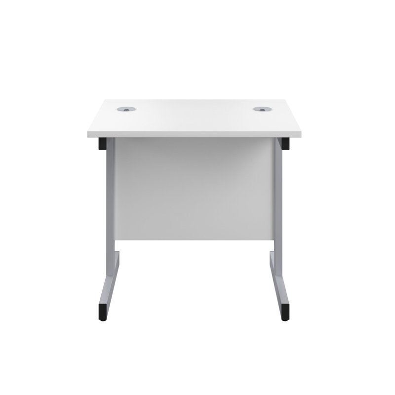 Bouton Metal Base Desk Shell, White, Silver