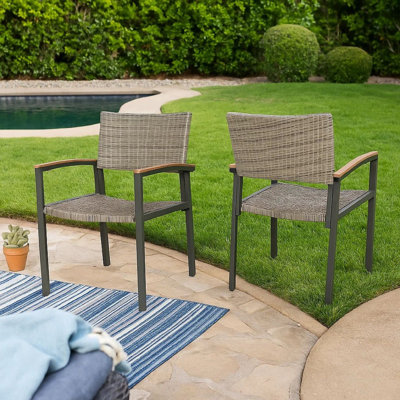 Boone Outdoor Wicker Patio Dining Chair by Wrought Studio