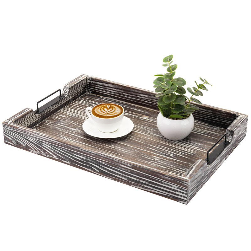 Rosalind Wheeler Barretti Wood Tray & Reviews | Wayfair