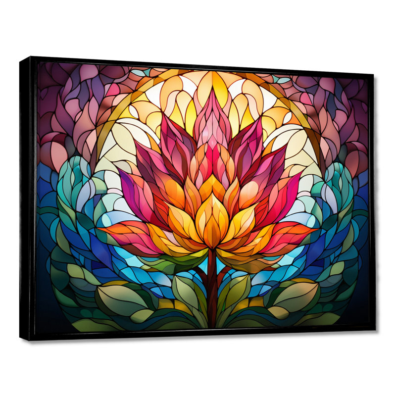 «Blossoming Rainbow Lotus», impression encadrée de lotus, Cadre flottant noir, bois massif, H 12 po x l 20 po