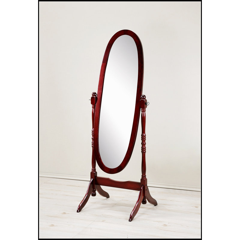 Traditional Queen Anna Style Wood Floor Cheval Mirror With Adjustable Tilt For Full-Body Reflection And Elegant Decor, Brown