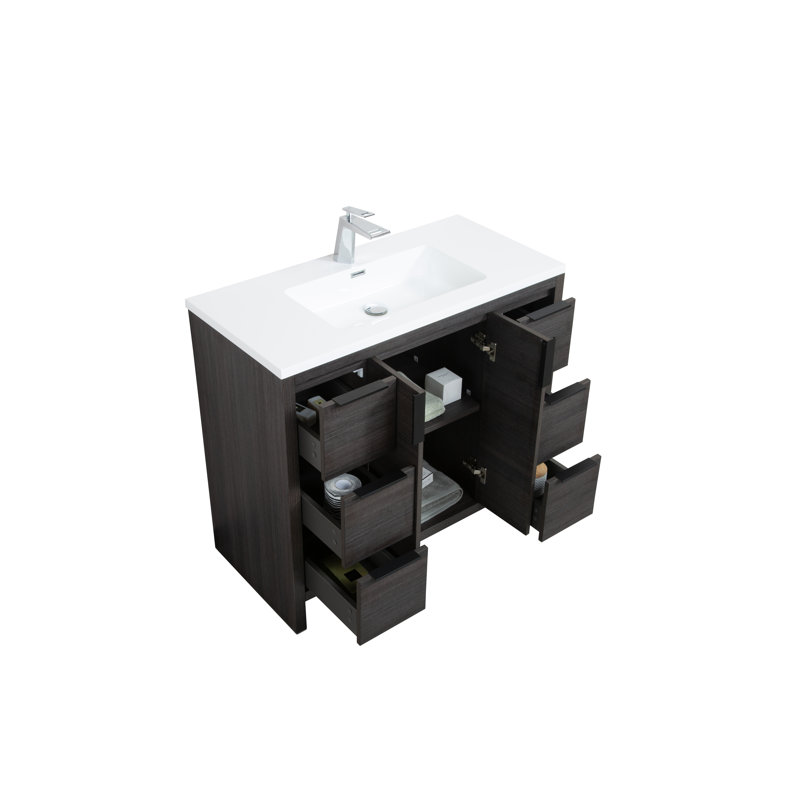 39.4'' Single Bathroom Vanity with Resin Top