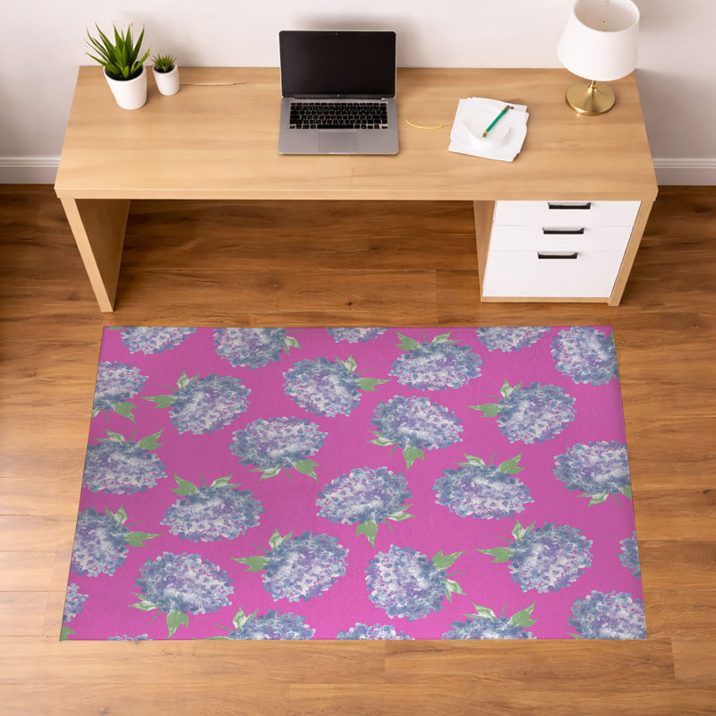Tapis de bureau antidérapant Hydrangea Love, L 84 po x P 60 po, Rose