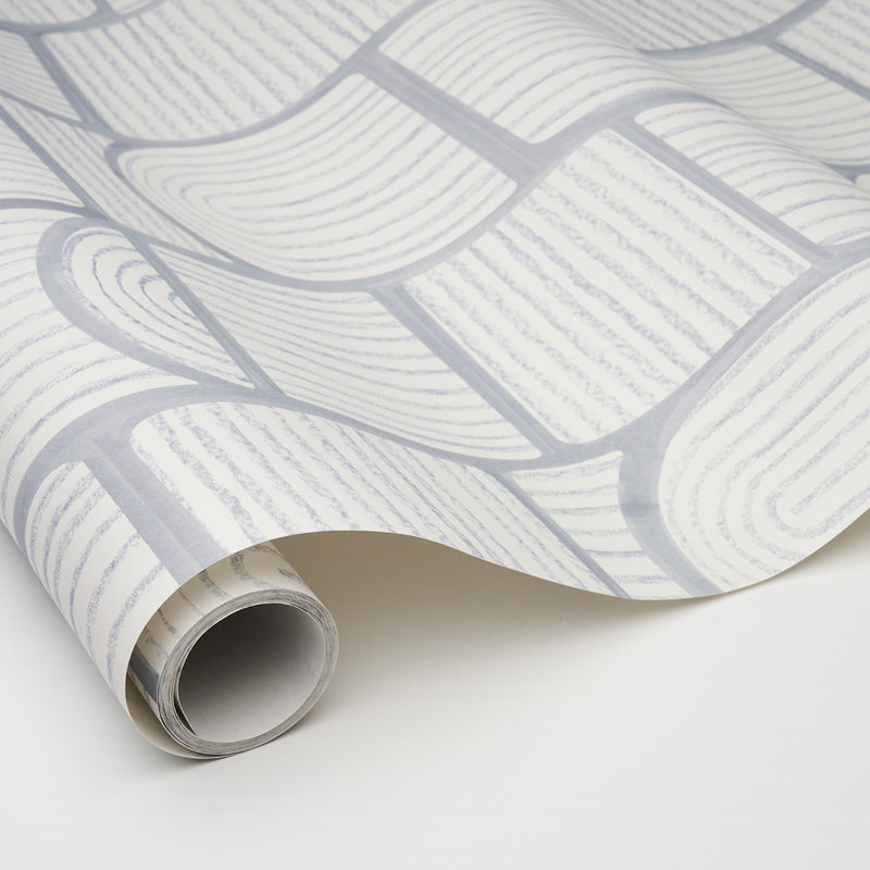 Schumacher x Backdrop Bloomsbury Wallpaper, Cool Gray