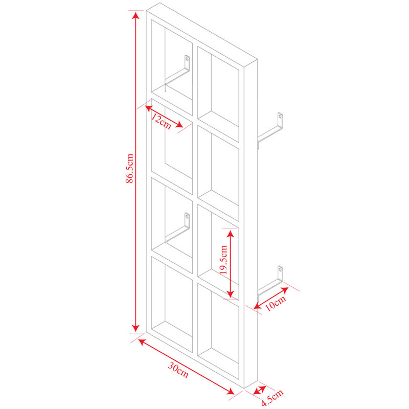 Double Solid Wood 86.5cm H Wall Mounted Media Storage, Natural