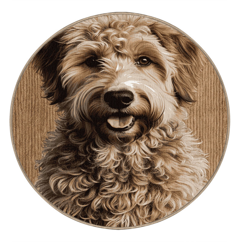 Washable Lagotto Romagnolo Dogs Area Rug, Round 5'