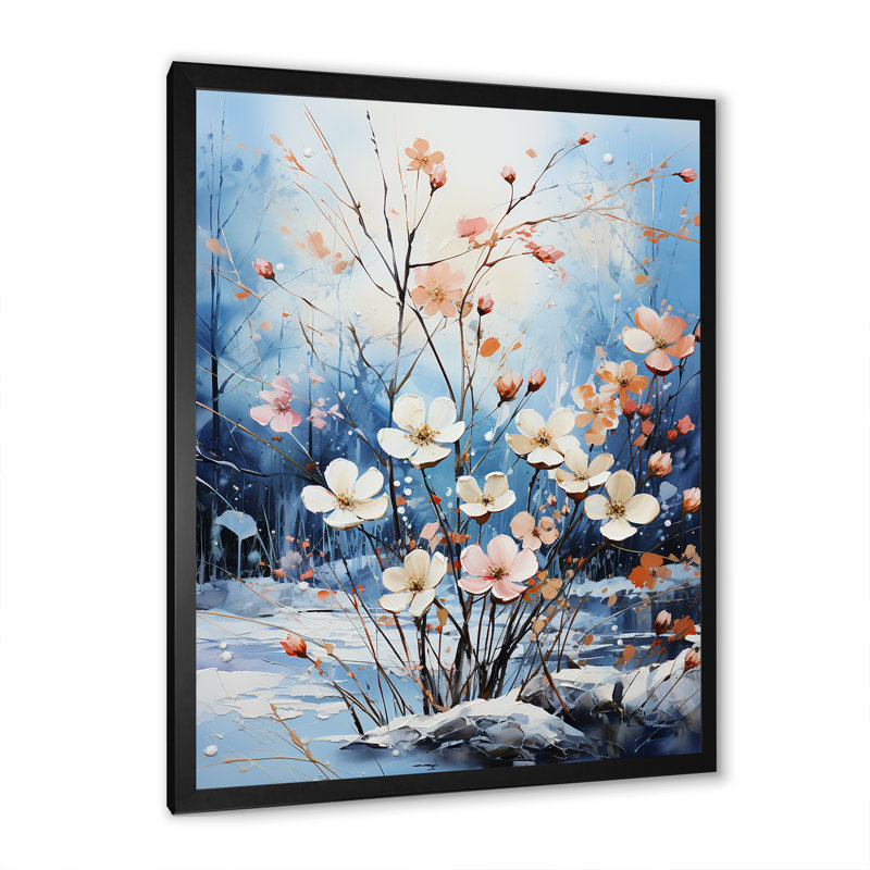 Bouquet de fleurs de neige en harmonie, H 20 po x l 12 po x P 1 po, Cadre simple noir