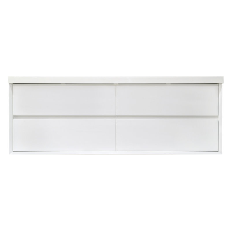 Chilmonik 60'' Double Bathroom Vanity With Engineered Stone Top, White