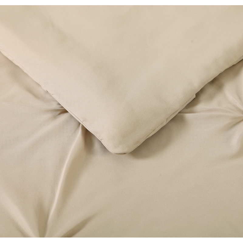 Ensemble de housse de couette en microfibre unie moderne et contemporaine de couleur unie, Ivoire