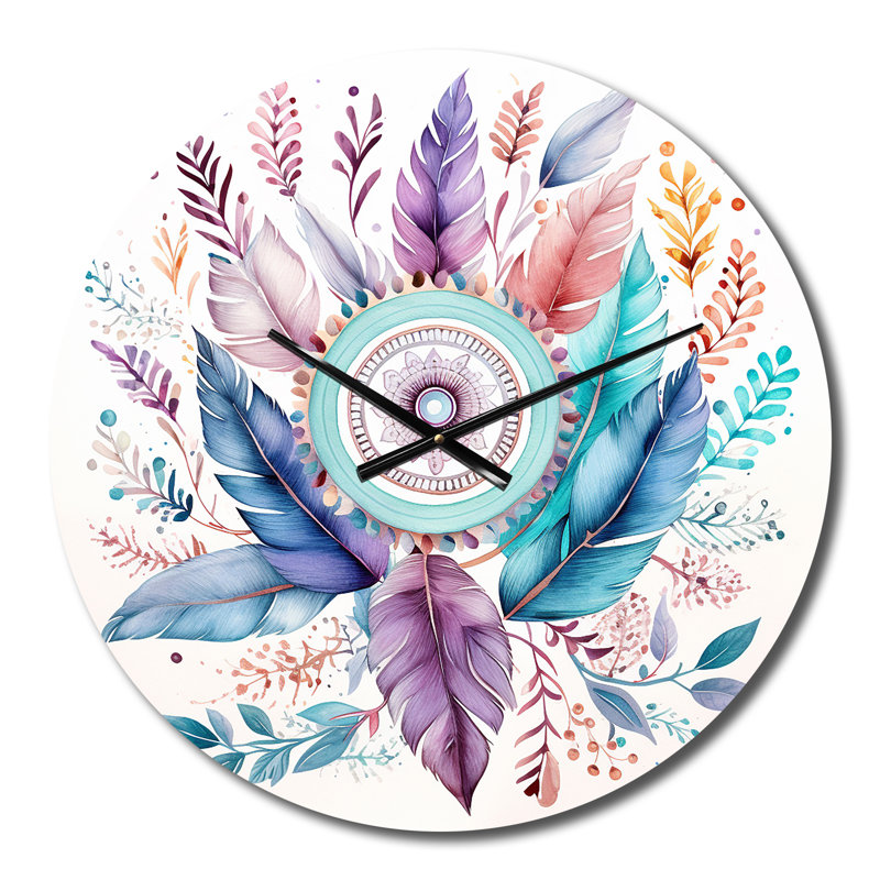Horloge murale pastel turquoise Boho Dreamcatcher, Petit