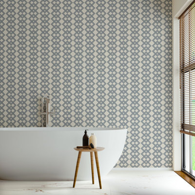Mod Block - Oxford Blue Wallpaper