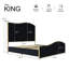 Cadre de lit king size Duncanville capitonné avec tête et pied de lit en forme de harpe, noir-131956379-131956378