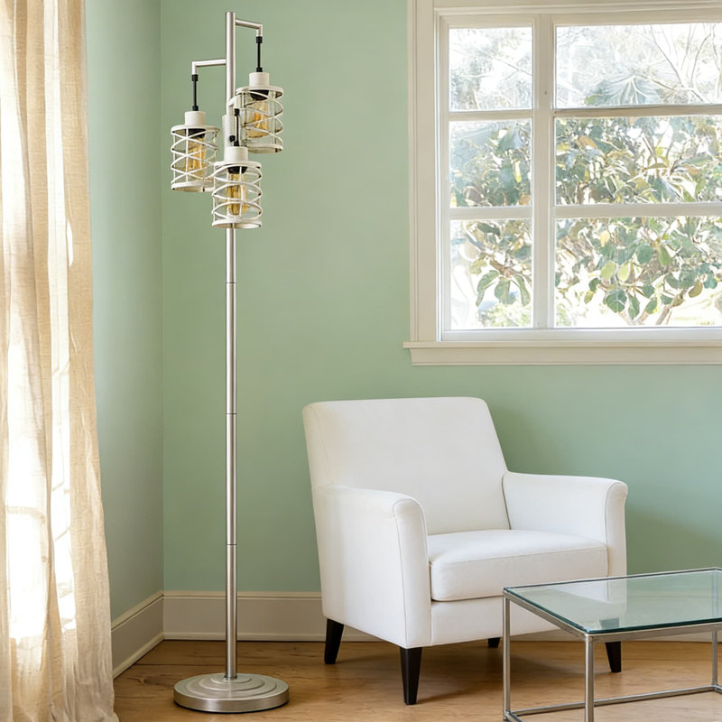 Lampe sur pied industrielle de 70 pouces avec gradation continue, lampe sur pied à 3 ampoules de style campagnard pour salon, chambre à coucher et bureau