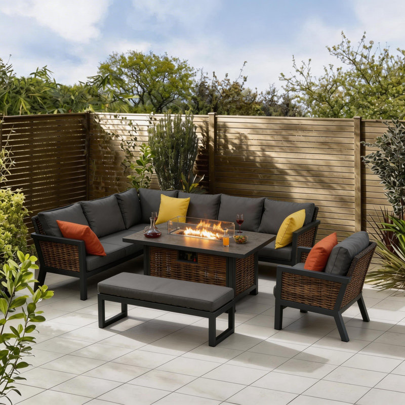Patio Dining Set with Rectangular Table, Yes, 7
