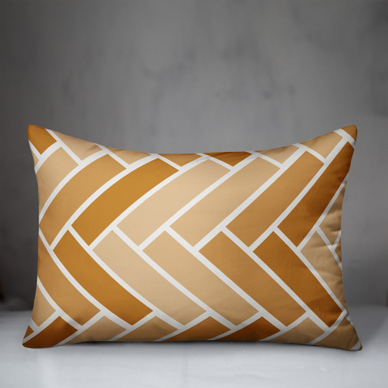 Outdoor Reversible Throw Pillow, Orange/Yellow, Geometric 2
