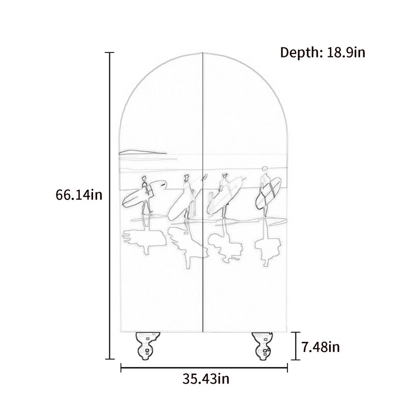 Armoire arquée avec tablettes et portes