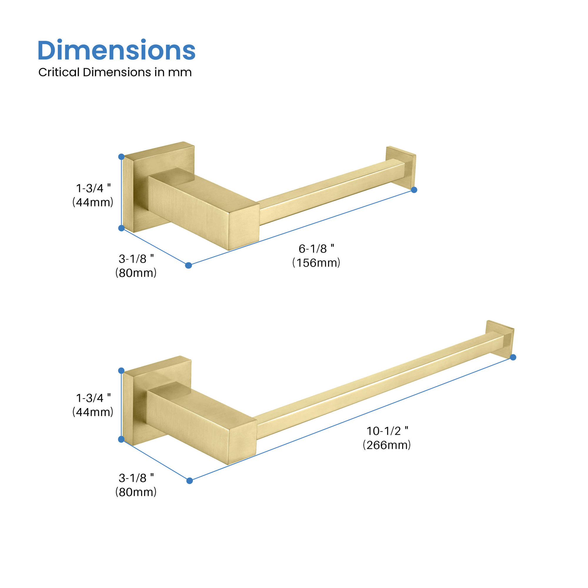 2 - Piece Bathroom Hardware Set, Brushed Gold