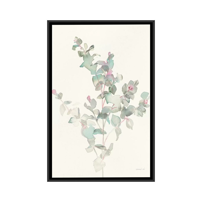 " Eucalyptus II " by Danhui Nai, 26" H x 18" W x 1.5" D, Black Floater Framed Canvas, No Mat