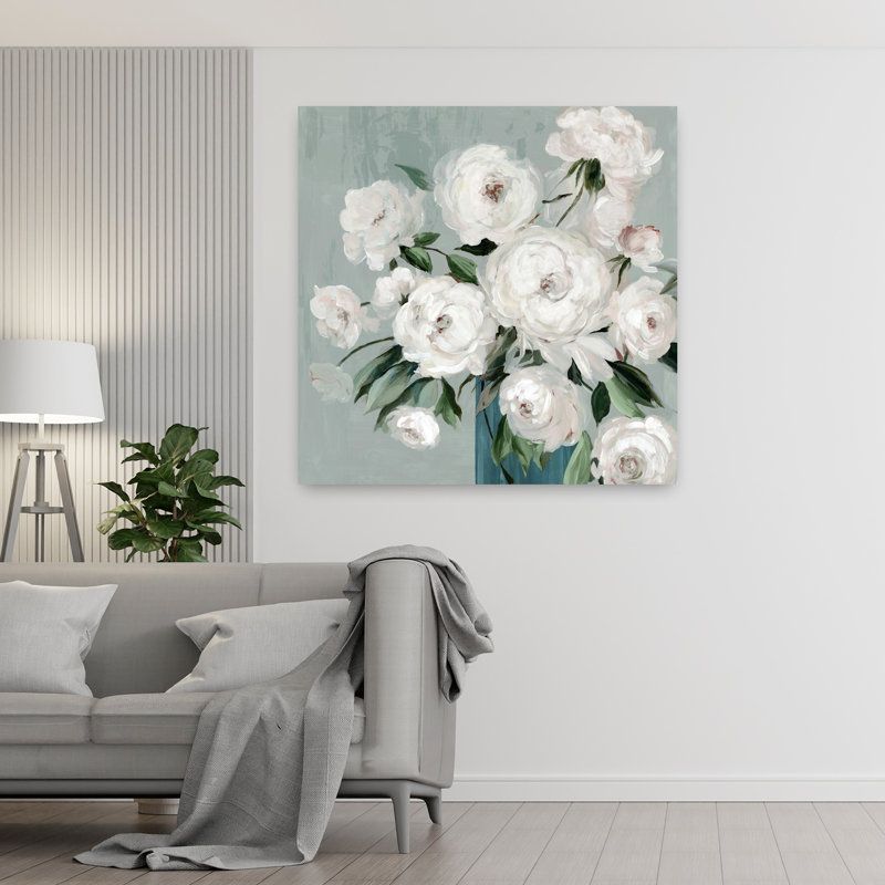 Fleurs blanches grappes délicates fleurs de pivoines élégantes et romantiques, H 48 po x l 48 po
