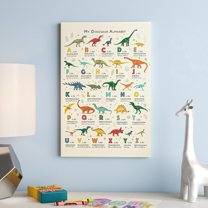 Dinosaur Alphabet - Wrapped Canvas Print, 30.48 cm H x 45.72 cm W