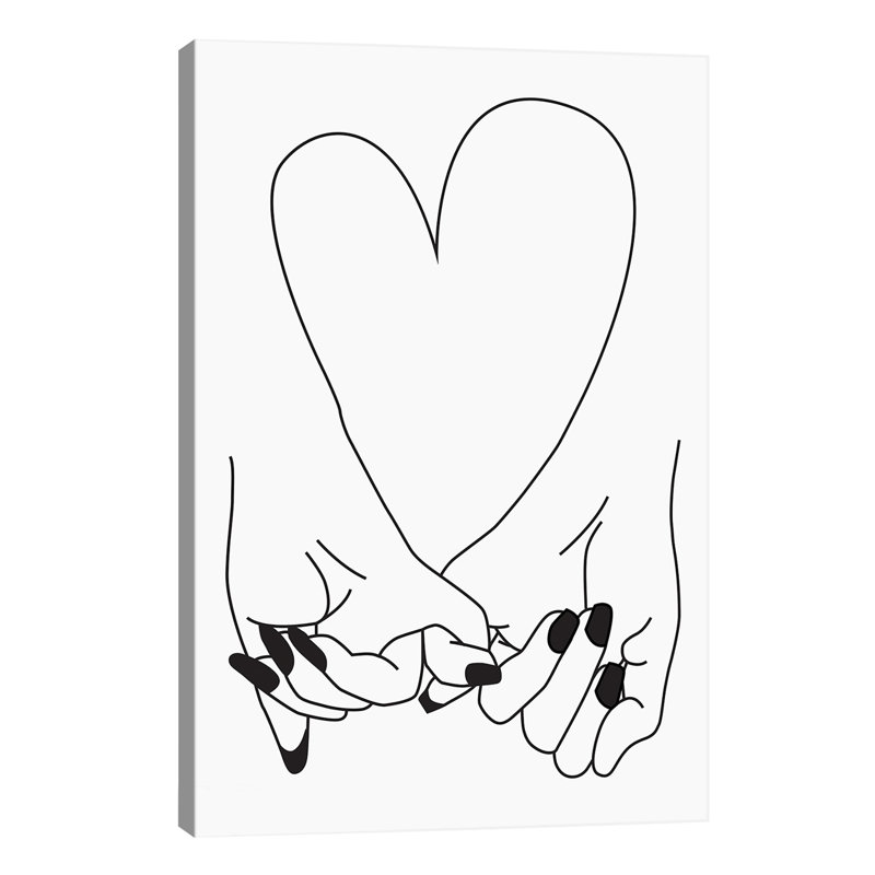 Pinky Promise, Her & Her - Print on Canvas, Black Framed, 152.5 cm H x 101.5 cm W