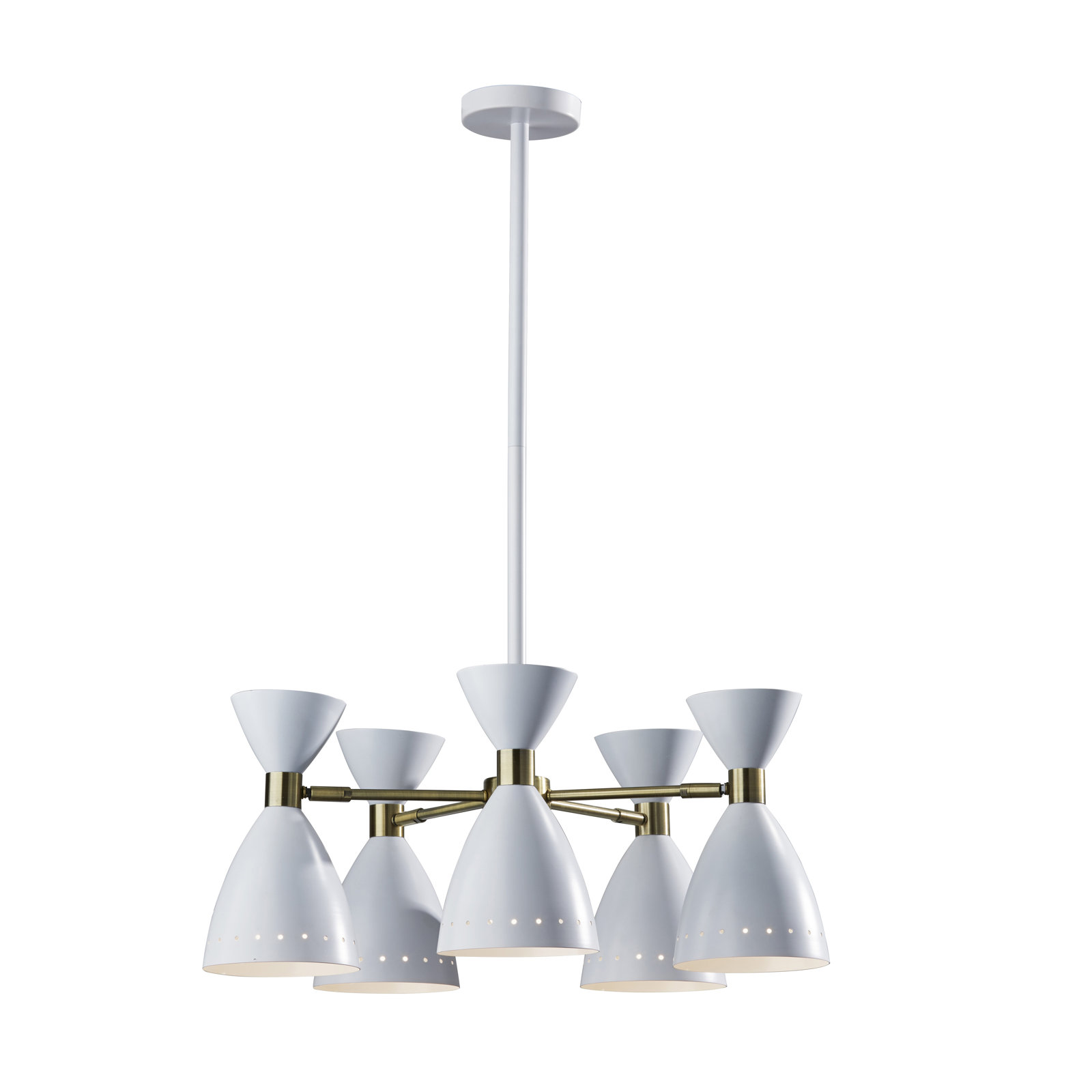 Bimini 5-Light Metal Geometric Shaded Chandelier, White