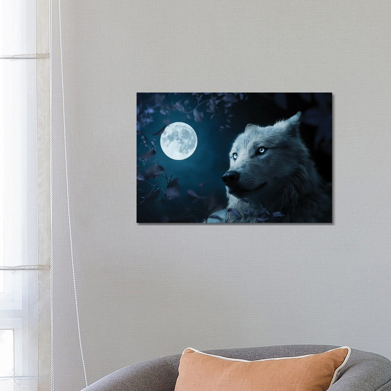 Wolf In Beutiful Night by Milos Karanovic - Wrapped Canvas Painting, 66.04 cm H x 45.72 cm W x 3.175 cm D