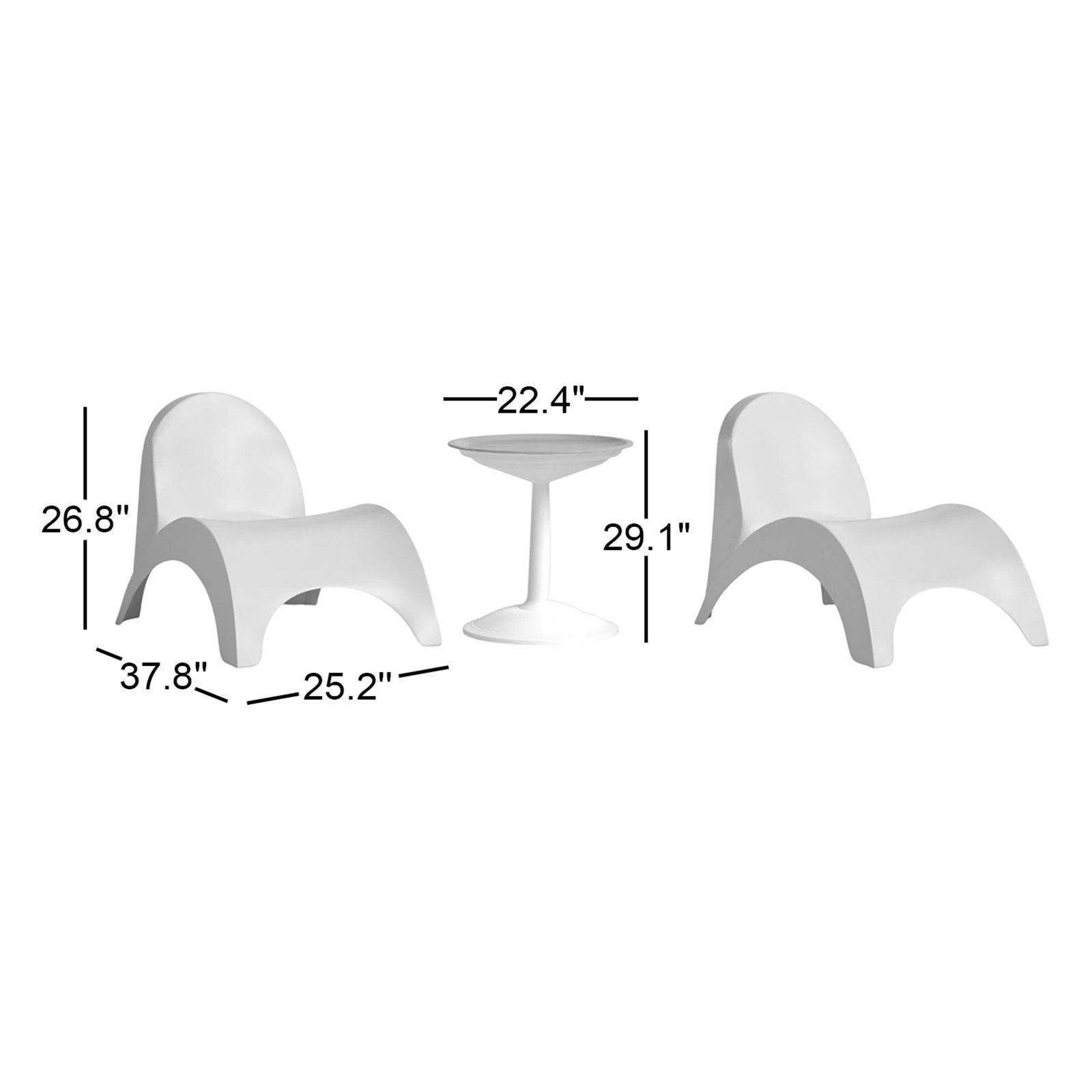Ameswood Plastic Chaise Lounge Set with Table, White/Green