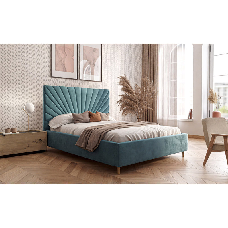 Ahu Upholstered Storage Bed, 140 x 200cm, Blue