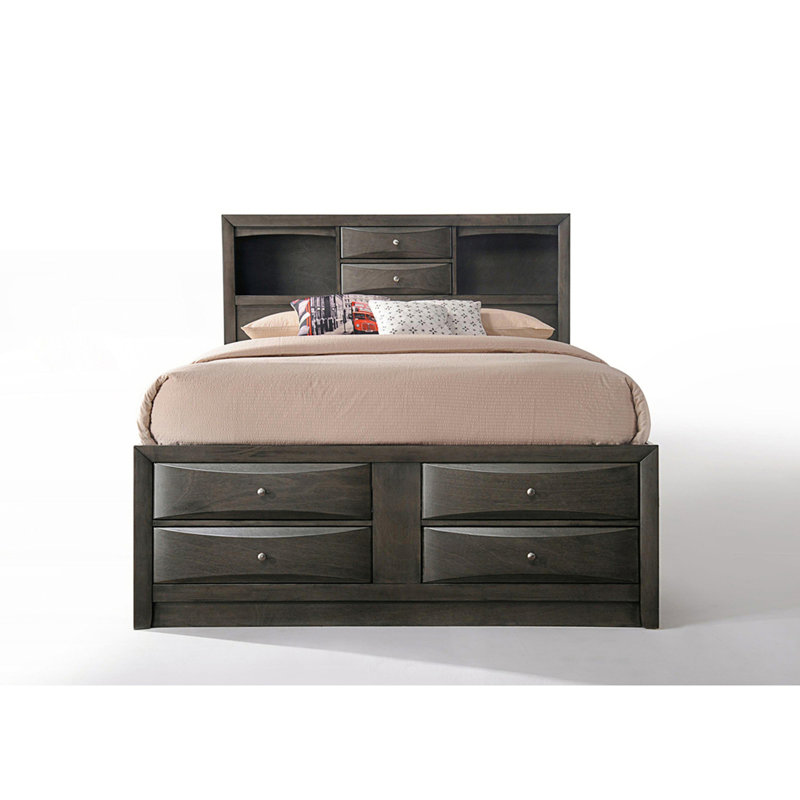 Grand lit avec rangement, lit 8 tiroirs