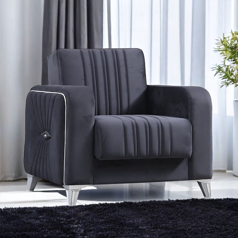 Fauteuil Levante, Velours gris foncé