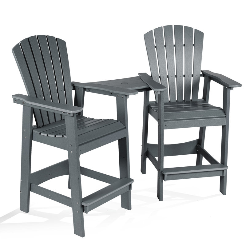 Chaise haute Adirondack avec table Cezalinda, Gris