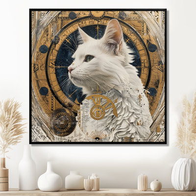Collage majestueux chat blanc - chat, art mural