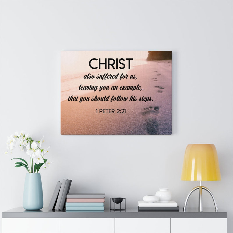 Follow Christ Steps 1 Peter 2:21 - Wrapped Canvas Print, 30cm H x 41cm W